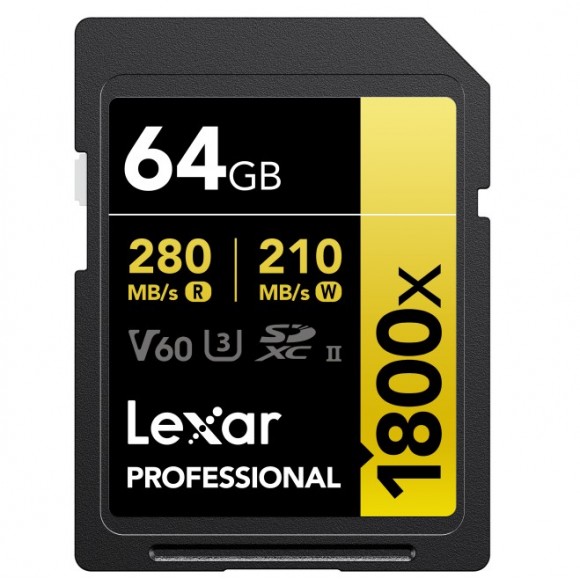 Lexar Professional 64GB 1800x SDXC™ UHS-II Card GOLD Series