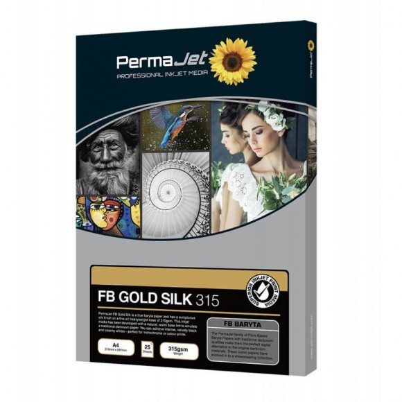 PermaJet Fibre Base (FB) Gold Silk 315gsm A3+ Inkjet Paper 25 Sheets PJ22733