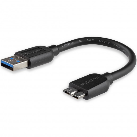 StarTech Slim Micro USB 3.0 Cable - M/M - 15cm (6in)