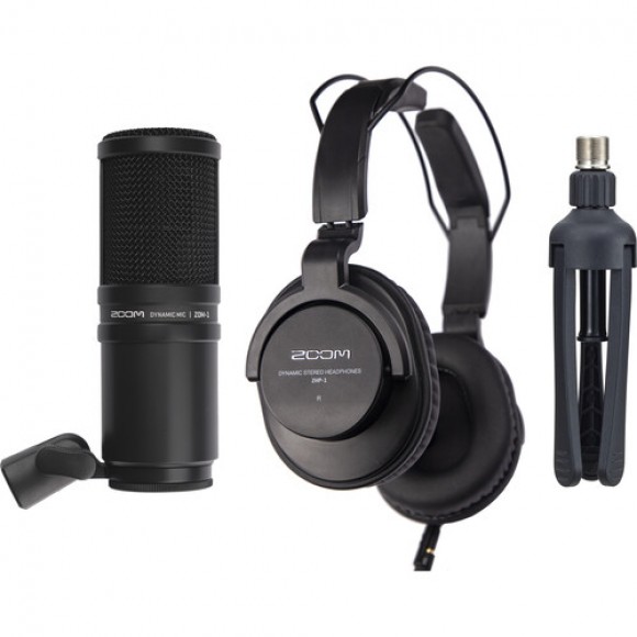 ZOOM ZDM-1 Podcast Mic Pack with Headphones, Windscreen, XLR, and Tabletop Stand