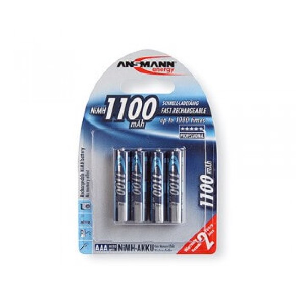 Ansmann AAA Batteries NiMH 1100mAh Pkt(4)